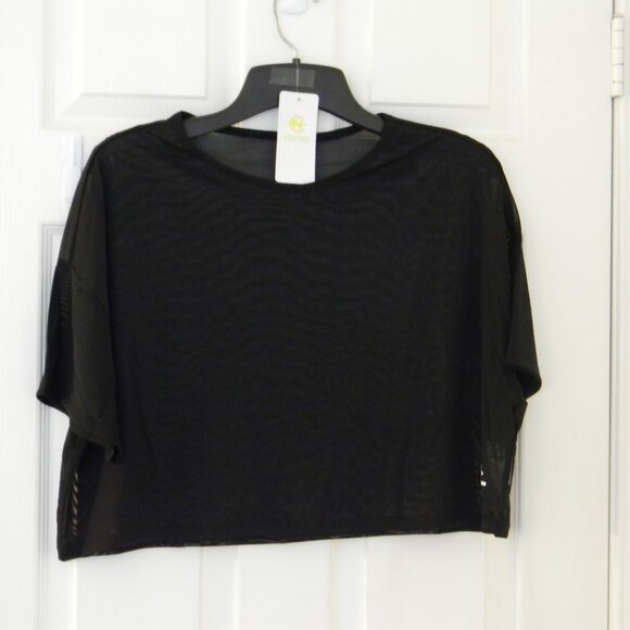 Nautica Competition Black Mesh Top Cropped Cover Up XL NWOT - Picture 1 of 4